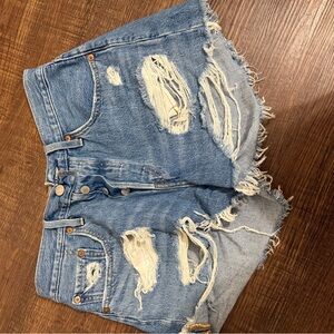 Distressed Blue Denim Shorts